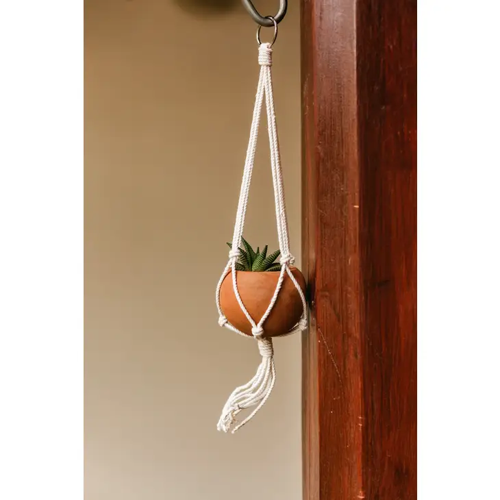 Mini Round Planter with Macrame Hanger